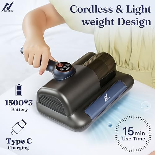 Image of NexLev Steam Cleaner & Mattress Vacuum Cleaner Bundle | Home, Kitchen, Bathroom, Sofa, Carpet & Car Seat Cleaning | UV Sterilization, HEPA Filter, 9 Accessories | Cordless Vacuum + 1000W Steam Cleaner
