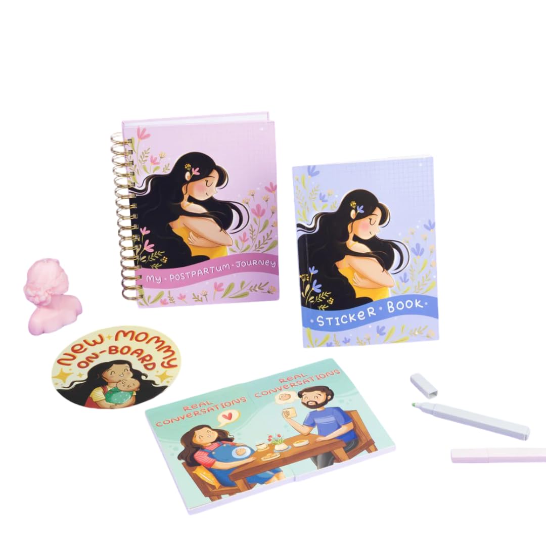 QWIRK Postpartum Journal & Recovery Companion for New Moms - 12-Week Guided Healing Planner with Sticker Book, Conversation Notepads & “New Mama on Board” Car Sticker-image-34
