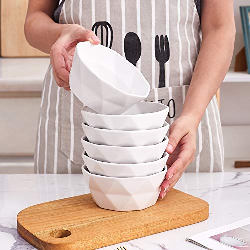 Bruntmor 13 Oz Geometric Ceramic Bowls - Oven To Table Bakeware Bowls -Set Of 6 Elegant Matte Serving Bowls For Soup, Cereal, Salads, Pasta, Dessert & Snack Bowls - Oven Safe Bake And Serve Bowls #TOP5