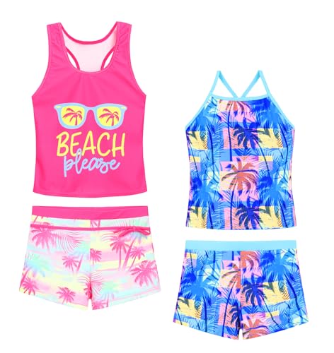 Image of Akokvlar Girls Two Piece Bathing Suit Swimsuit Tankini Swimwear with Boyshort