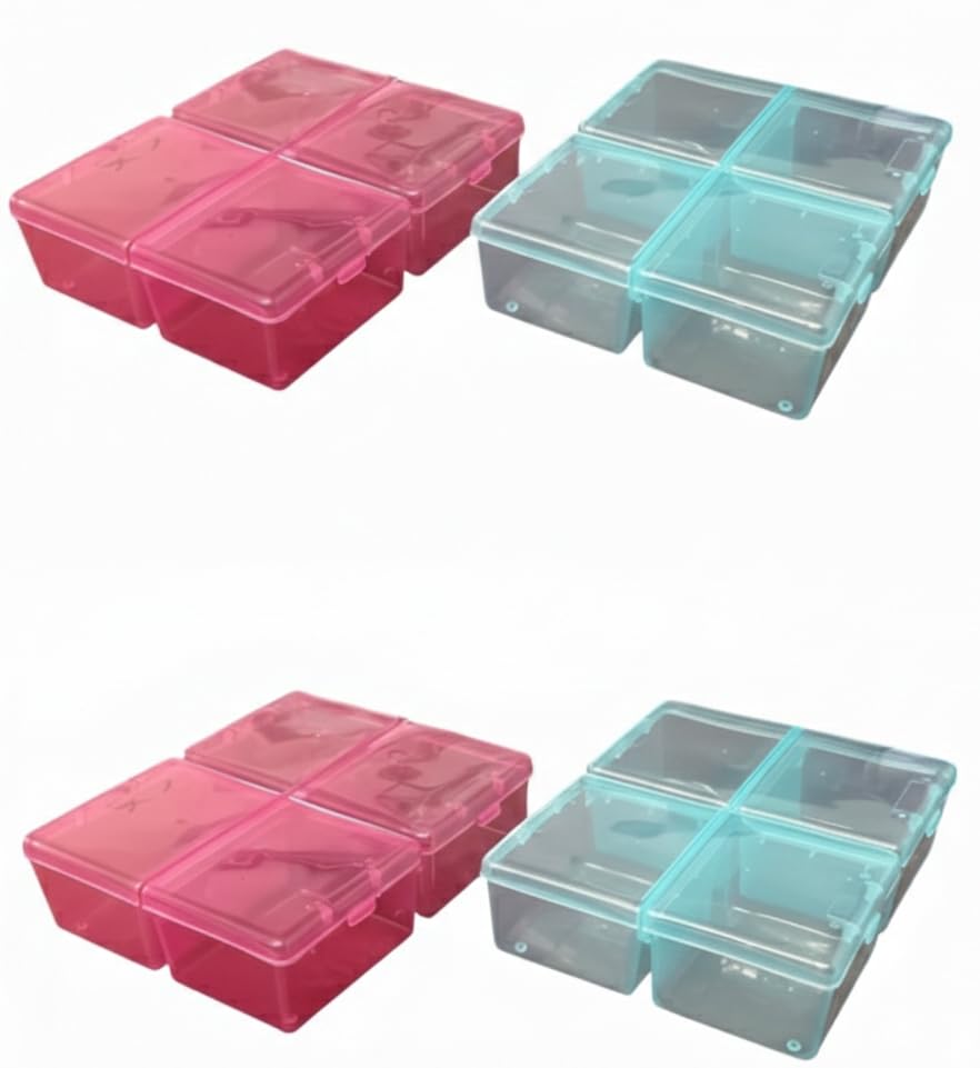 C.S.M CSM Plastic Compartment Storage Box with Individual Lids(4IN1-4) 4 Compartments, Rectangular, Multicolor, Pack of 4