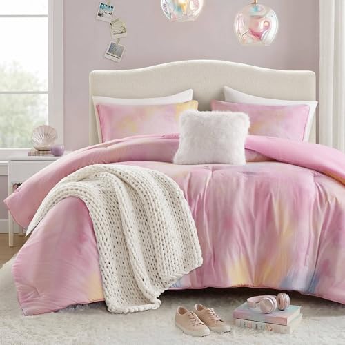 Intelligent Design Watercolor Pink Queen Tie Dye Comforter Set, 4pc by Intelligent Design - Used condition - US$77.58