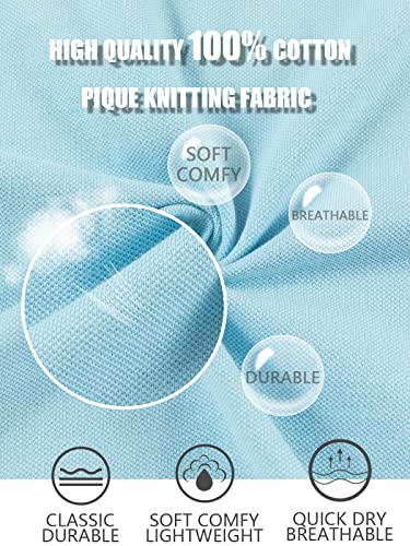 Unacoo Boys Cotton Polo Shirts Girls Short Sleeve School Uniform Collar Shirts Golf Tennis Sports Pique Polo T-Shirts Quick Drying Tees Light Blue M #TOP2