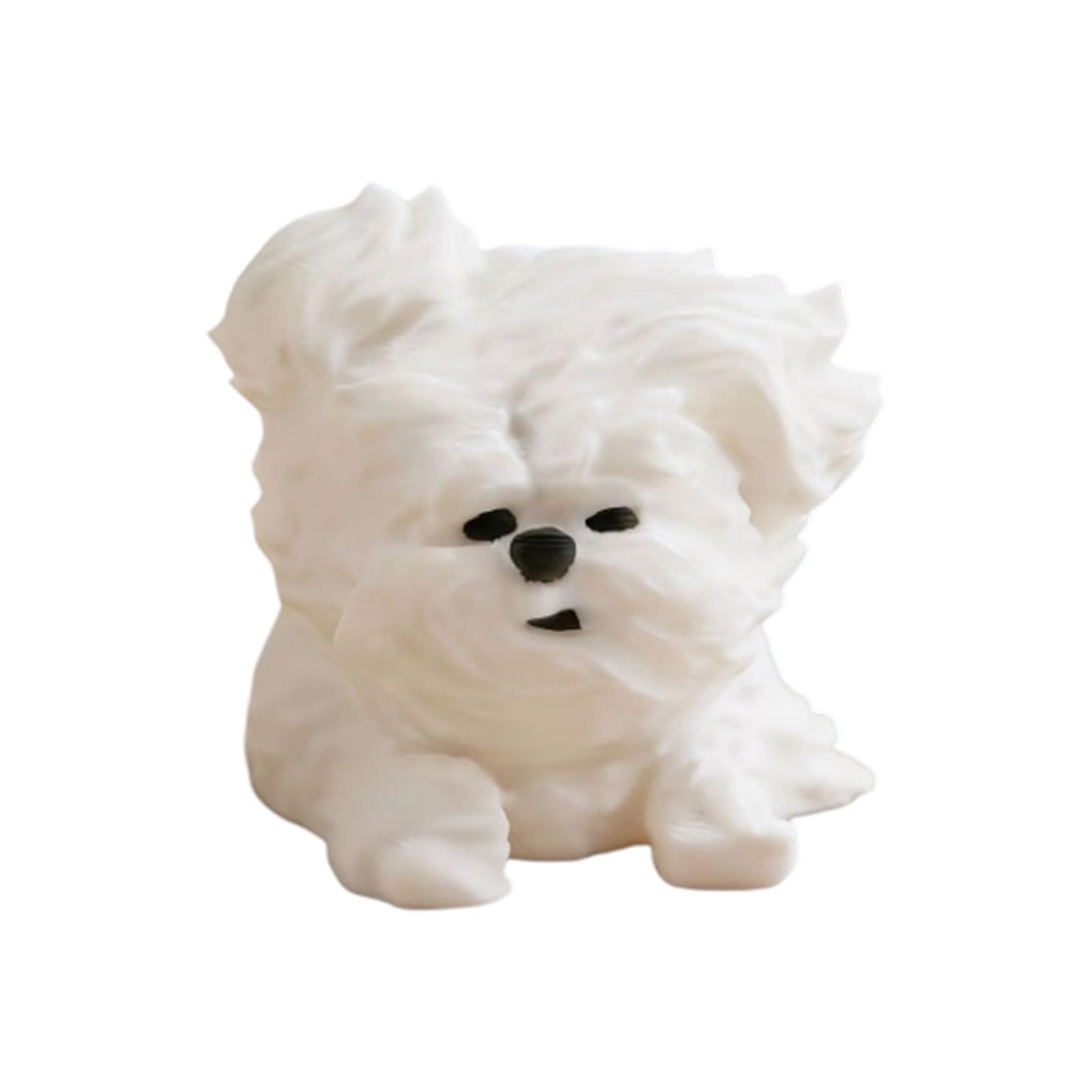 Glifora 3D Printed Messy Puppy Figurine - Cute Dog Statue with Scruffy Fur, Matte White Mini Sculpture, Funny Animal Ornament for Office Home Desktop