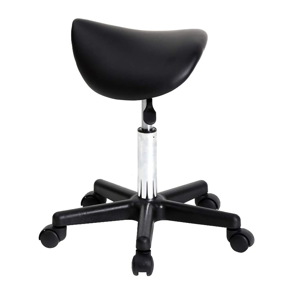 Tabouret de Massage, Selle de Cheval pivotante à 360°, Réglable en Hauteur, Capacité de Charge 150 kg, pour Salons, instituts de beauté, cliniques et Bureaux (Noir)