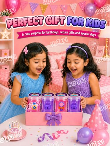 Image of HOTKEI Little Princess Slime for Kids 3 to 10 Years Stretchable Slime with Surprise Cute Fashion Eraser Inside Soft Non-Sticky DIY Slimy Fun Toy Birthday & Return Gift for Kids Girls & Boys Pack of 4