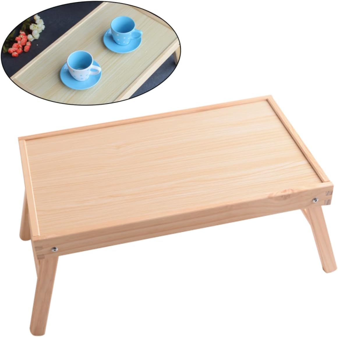 DOITOOL Foldable Wooden Bed Laptop Desk Portable Serving Table for Tea Breakfast Study Lightweight Design for Bed and Couch Use