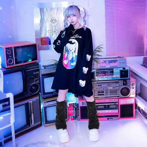 Junely Leg Warmers for Women Kawaii Leg Warmer Cute Legwarmers Japanese Socks Emo Goth Gyaru Accessories 6