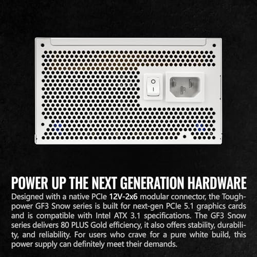 Image of Thermaltake Toughpower GF3 1200W; ATX 3.1; x2 Native PCIe 5.1 12V-2x6; Flat Cables; Japanese Main Capacitors; Colored Custom 135mm Fan; 80 Plus Gold Certified; Snow; PS-TPD-11200FNFAGU-N