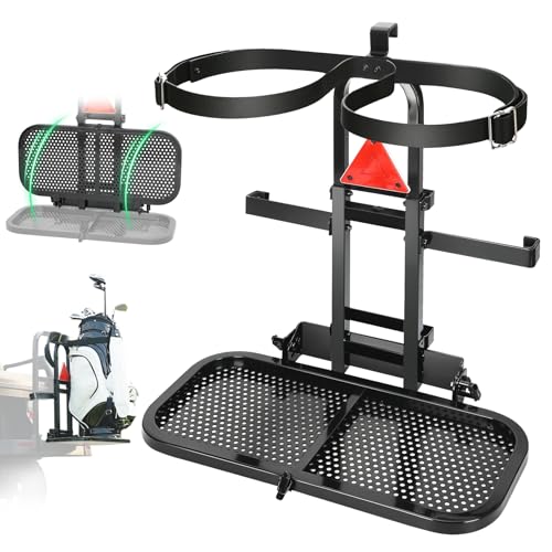 Foldable Golf Cart Rear Seat Bag Holder Fits 4 Seater Golf Cart Bag Holder Compatible with EZGO/Club Car/Yamaha Works for Rear Armrests Up to 8 & 24.5 Wide Equipped with Stainless Steel Buckles