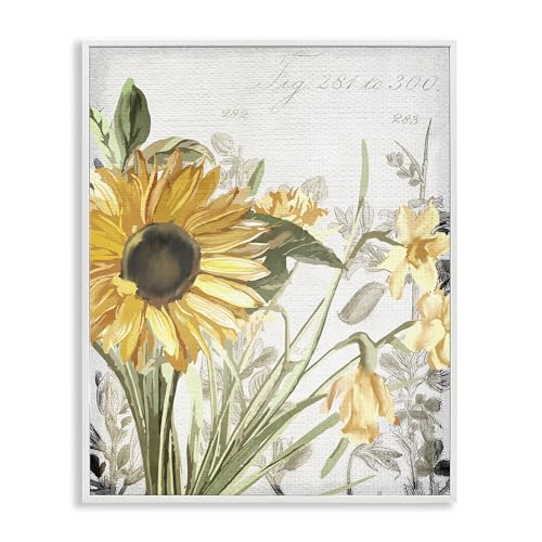 'Sunflower Floral over Vintage Plant'| Framed Giclee Art