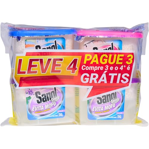 Evita Mofo Absorventes de Umidade (desumidificador), Leve 4 Pague 3 - 1 Neutro / 2 Lavanda / 1 Baby, Sanol, 4 X 100g, Colorido