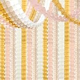 Pink-Peach Ivory Gold Party Decorations - 12pcs Streamers-Garland Boho 4-Leaf Paper Banner,Women Girls Birthday Rustic Baby Bridal Shower Bachelorette Wedding Mothers Day Decor Backdrop Ouruola