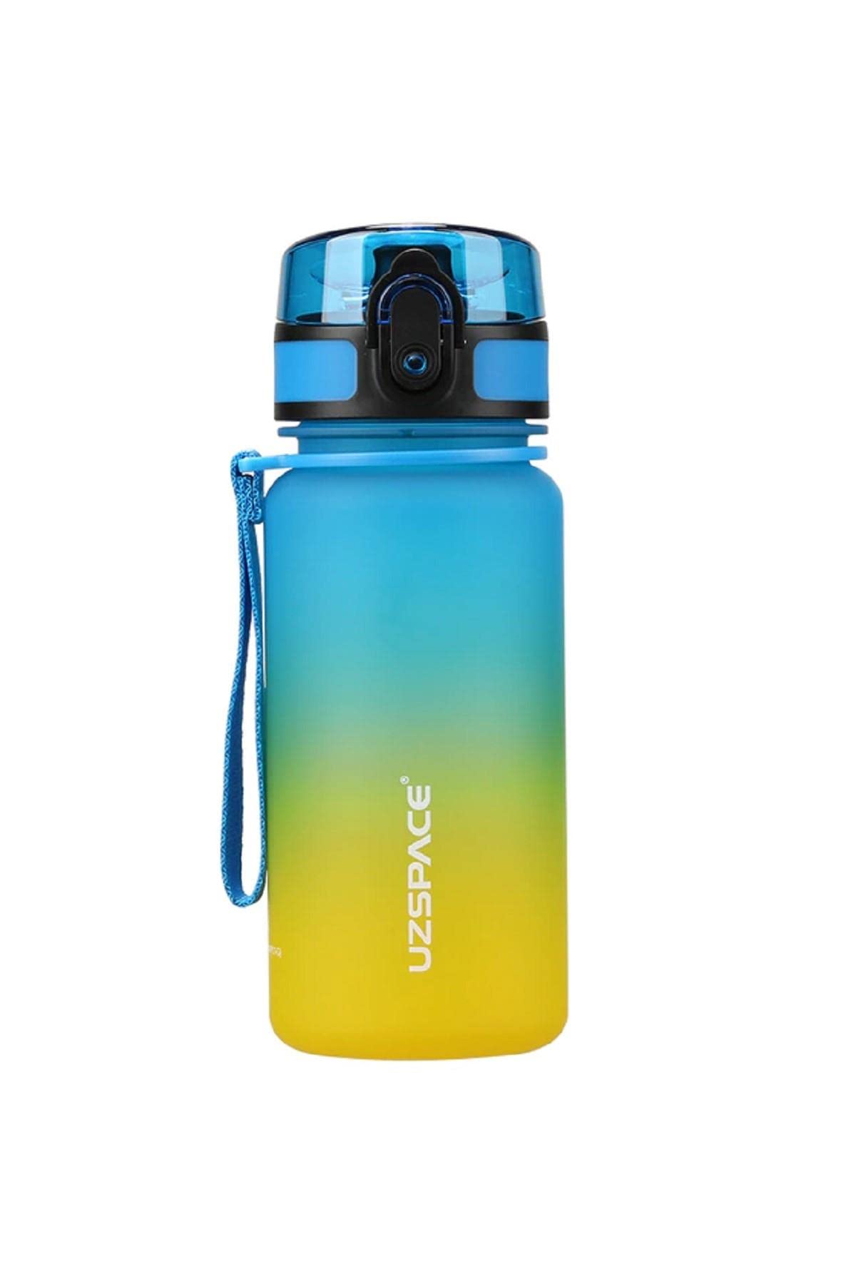 Uzspace Anaokulu Kreş Mini Boy 350ml Çift Renk Motivasyon Su Matarası 8 Farklı Renk Sarı-Lacivert
