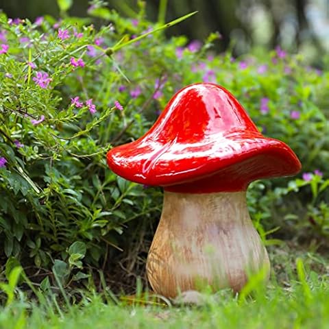 Ceramic Mushrooms for Garden Large - 1pcs Mushroom for Garden, Mushroom Garden Decor, Fairy Garden Accessories Ceramic Lawn Ornaments Big Mushroom Decor Cover