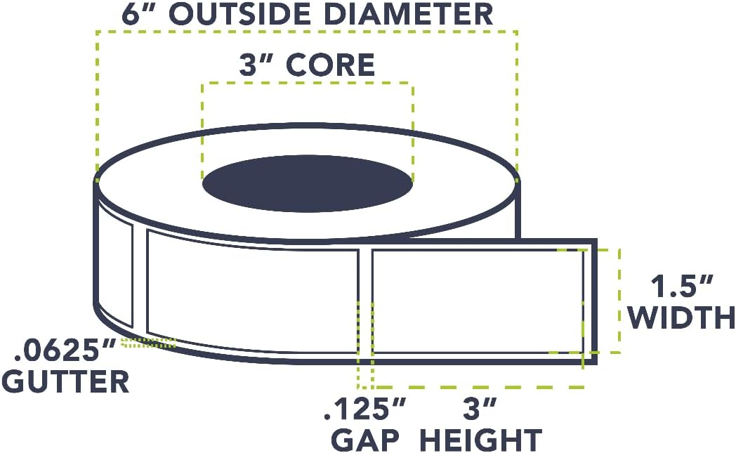 High Gloss BOPP 1.5x3 in. Rectangle Inkjet Label Roll