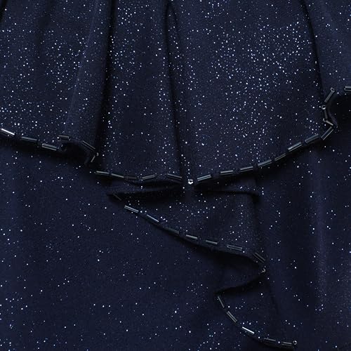 Image of S.L. Fashions Women's Glitter Mesh Stretch Dress W /Shoulder Embellishment Formal Long Gown, (Petite and Regular Sizes)
