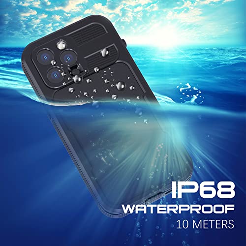 Ezanmull For Iphone 14 Pro Max Waterproof Case With Built-In Screen Protector Dustproof Shockproof Drop Proof Case, Rugged Full Body Underwater Protective Cover For Iphone 14 Pro Max 6.7" Black #TOP1