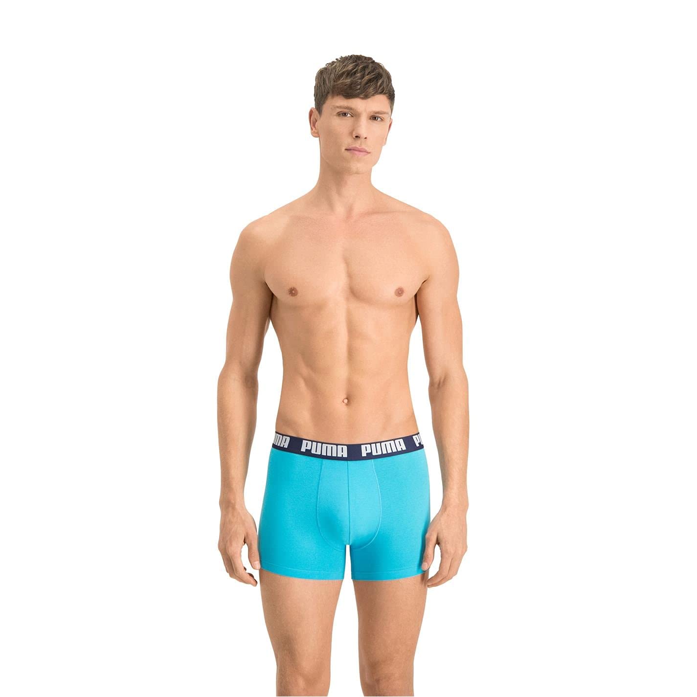 PUMA Men's Puma Basic Boxer 2p Boy Short, (Aqua/ Blue 796), M UK
