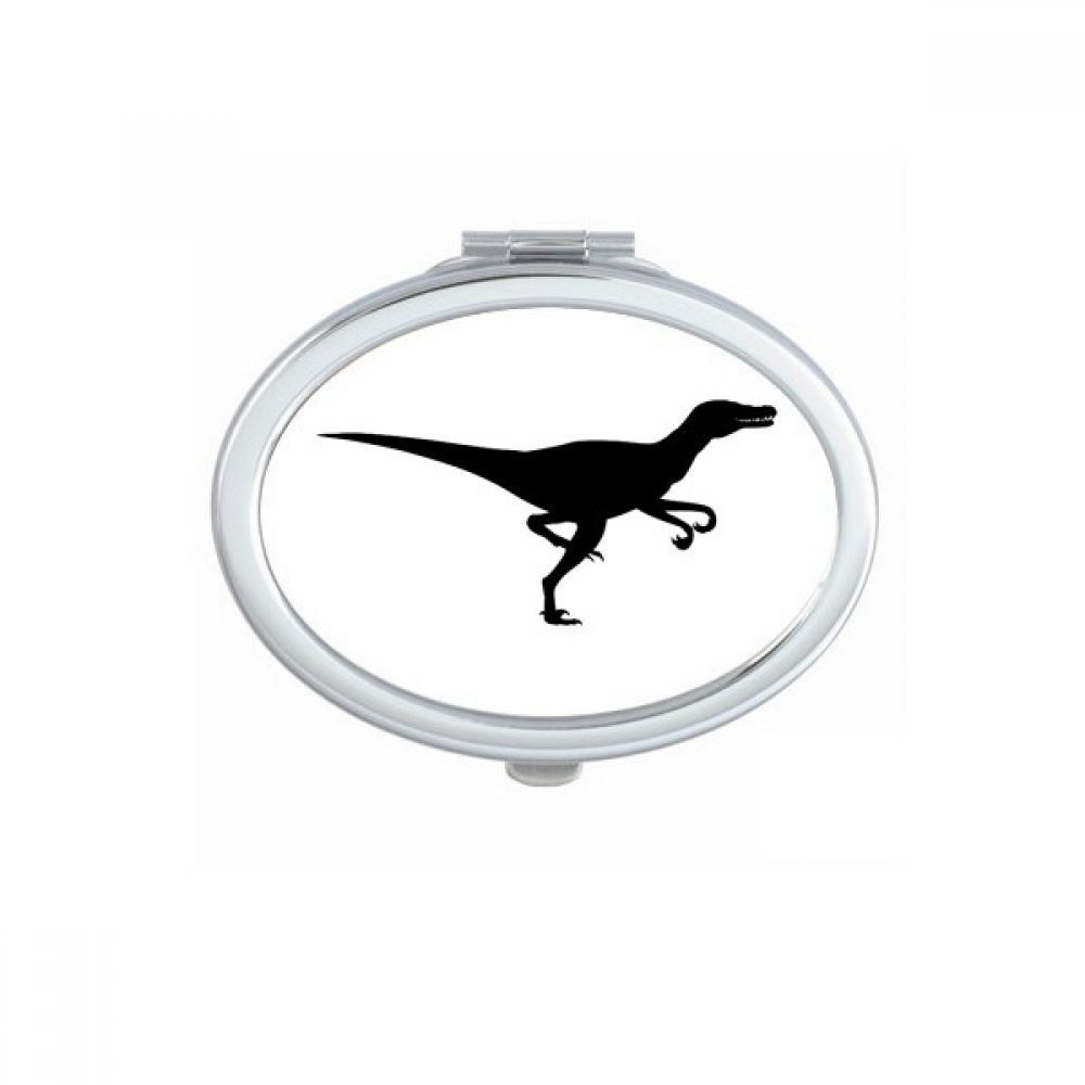 Miroir ovale compact avec motif de dinosaure miniature noir pour retouches maquillage