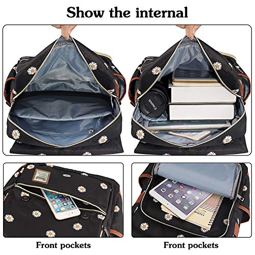 Fewofj Daisy School Backpack For Girls Women,College School Bookbags For Teenagers (Black) #TOP2