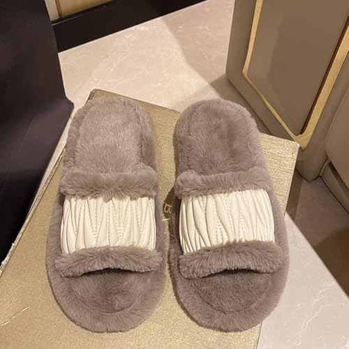 Women's Plush Slippers Warm Fur Slippers Fashionable Open Toe Slippers For Women Indoor And Outdoor2