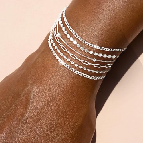 Dainty Silver Bracelets for Women Trendy - Waterproof Stackable Silver Bracelet Set - Perfect for Stylish Women3