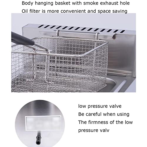 Gas Friteuse Kommerzielle Fritteuse Edelstahl Fritteuse, 10L/20L Gas Fritteuse,mit Frittierkorb und Deckel,Für Restaurant Home für Brathähnchen und Pomm,DoubleCylinder – Bild 7