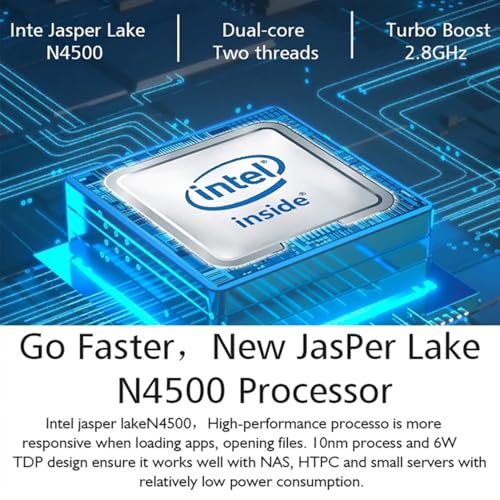 Image of Mini PC, Mini Computer with Celeron N4500 4GB DDR4 128GB M.2 SSD, Mini Desktop Computer with Fan, 4K UHD Triple Display /Dual DDR4 /Dual SSD /BT /Wifi /RJ45 /DP /Type C