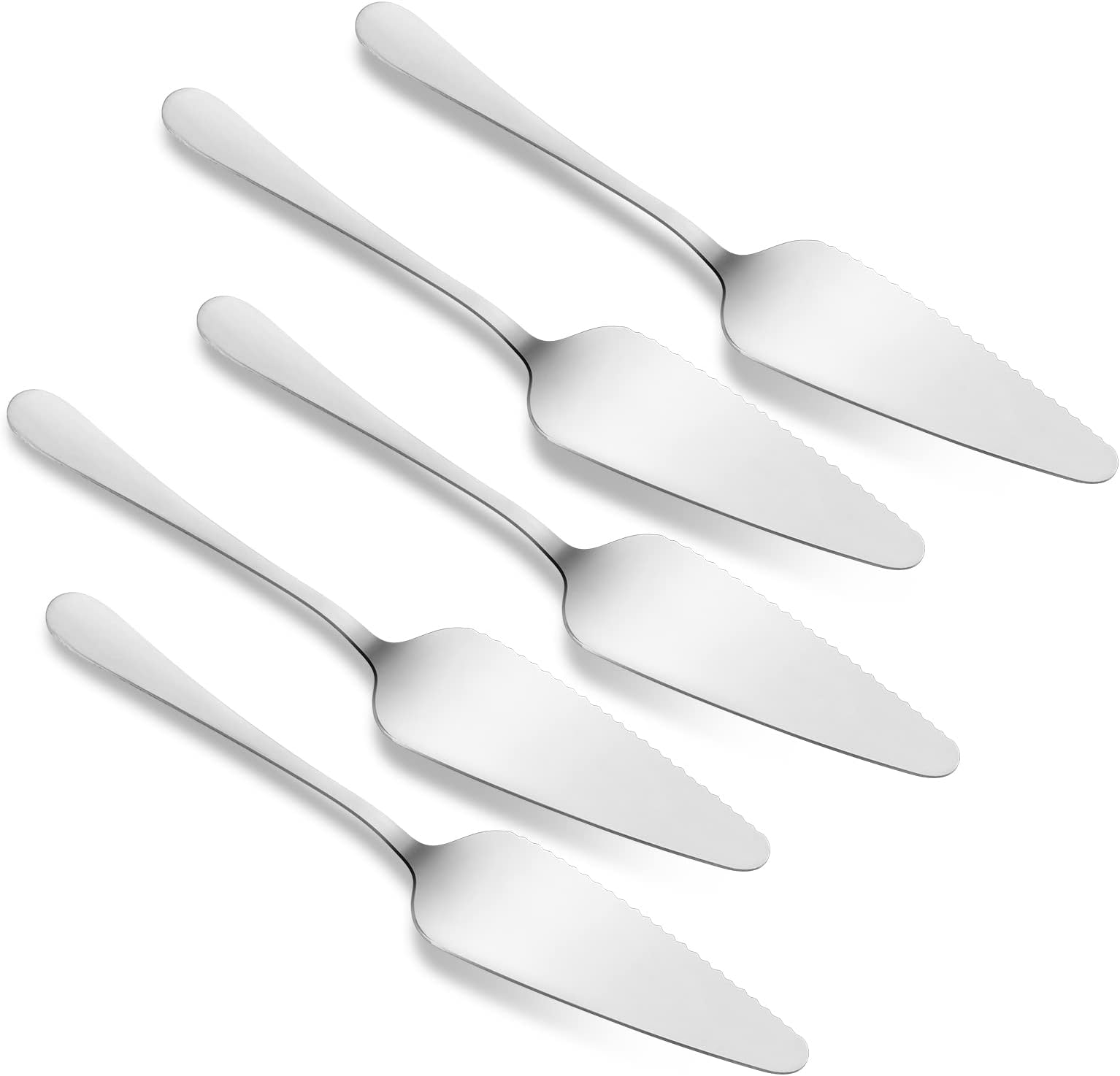 5 Pack Stainless Steel Cake Server, Stainless Steel Pie Machine Cake Rack Handle Scraper Slot Pizza Machine Cutting Knife Professional Shovel Server