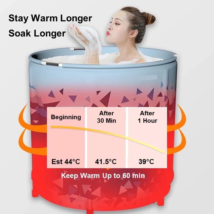 Image of YAGVIZ Portable & Foldable Bath Tub with Inflatable Pillow for Adults | Ice Bathtub, Steam Bath Water Tub for Home, Bathroom Spa & Stress Relief | Leakproof, Sturdy with Dual Drainage (Multi 1)