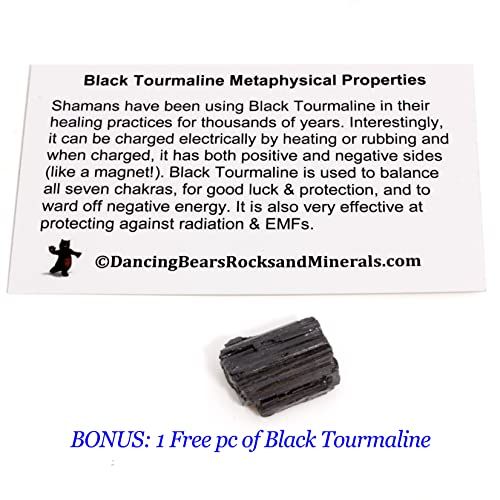 Dancing Bear 1 Pound Selenite Small Sticks, Hand-Sorted Wands Plus Includes A Piece Of Black Tourmaline Crystal & Educational Id Cards, Bulk, Chakra, Healing Good Luck Protection #TOP6