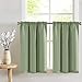 Lazzzy 24" Kitchen Curtains for Bathroom Curtain Set Waterproof Half Window Curtains Waffle Weave Textured Tiers 2 Panels Olive Cafe Curtains