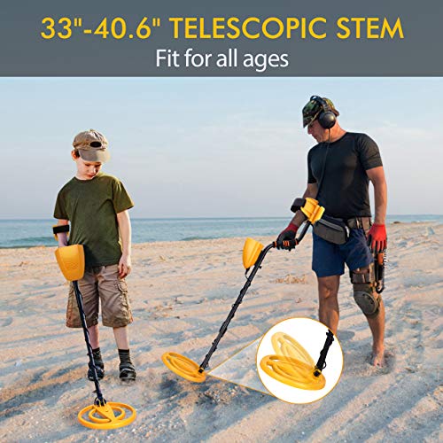 RM RICOMAX Metal Detector for Adults & Kids - High-Accuracy Waterproof Metal Detector w/LCD Display Control Box [P/P Function & DISC Mode & Distinctive Audio Prompt] 10 Inch Search Coil, Yellow - Thumbnail 6