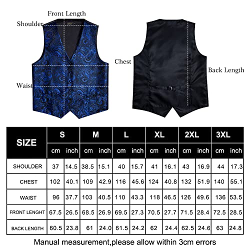 Image of DiBanGu Mens Paisley Vest Silk Sleeveless Suit Vest and Neck Tie Pocket Square Cufflinks Set for Wedding Formal