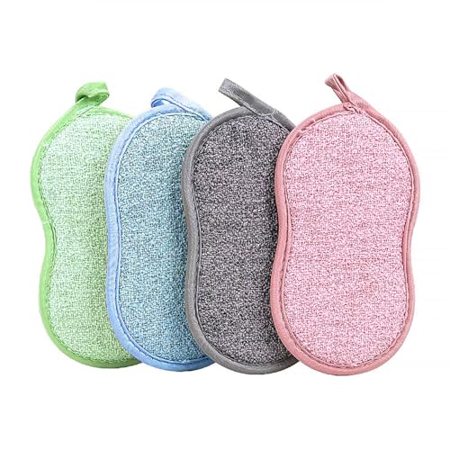 6Pack Reusable Washing Up Sponge Double Sided Kitchen & Bathroom Cleaning Sponges Non-Scratch Eco-Friendly Durable Dish Sponge dish scrubber sponge washing sponges For Dishes Cutlery & More