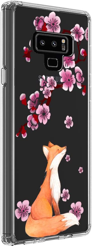 Cell Phone Case for Samsung Galaxy Note 9, Clear Cute Fox Cherry Blossoms Flower Women Girls Pattern Design Protective Case Cover for Samsung Galaxy Note 9 (Fox)