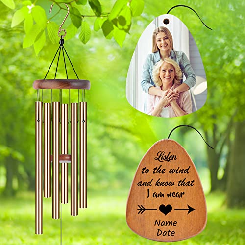 Image of Personalized Custom Wind Chimes Memorial Gift for Loss of Loved One Mother Dad Mom Dog Pets Customized Outdoor Sympathy Wind Chimes with Photo Text