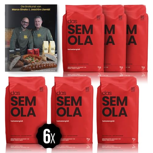 DAS SEMOLA 6×1 kg Hartweizengrieß | Perfekt für Pasta Pizza & Brot | Mittlere Körnung für beste Verarbeitung & knusprige Kruste | Aus hochwertigem Hartweizen Made in Germany