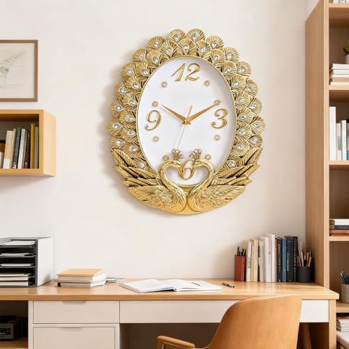 Horloge murale paon silencieuse decorative salon 37cm - 7