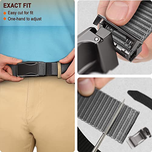 Bulliant Mens Ratchet Belt Reversible,Web Nylon Casual Belt For Men Golf Hiking Pants Jeans 2 In 1 #TOP5