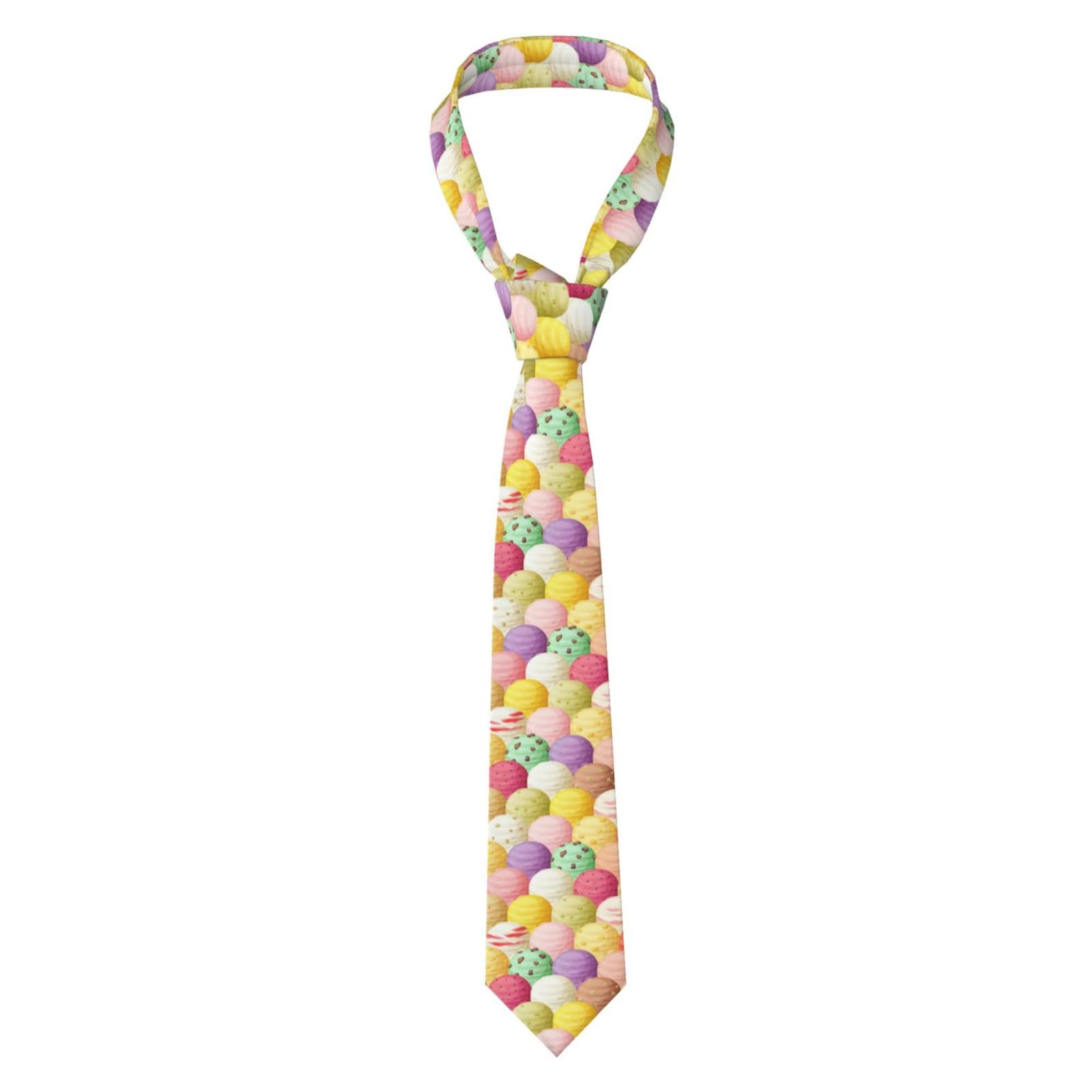 Wksgdsg Men's Ice Cream Slim Skinny Tie, Fashion Necktie For Suits, Wrinkle-Free Polyester Necktie For Business Wedding Office Party Accessories, Father's Day/Christmas Gifts For Him
