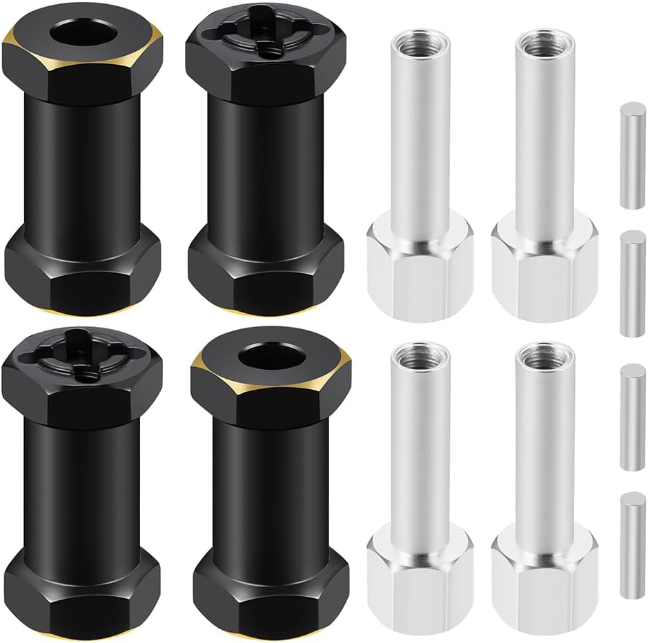 MOHERO 4Pcs Brass 12mm (+25mm) Wheels Hex Hub Extension Hex Drive Adapter for All RC Car Which with 12mm Hex and 1/10 RC Crawlers Axial SCX10 90046 D90
