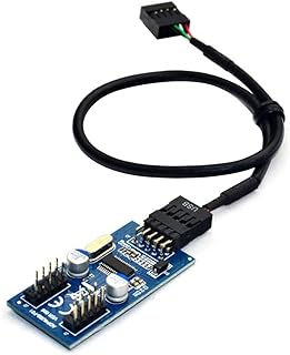 SODIAL 9Pin USB Header Male 1 to 2/4 Female Extension Cable Card Desktop 9Pin USB HUB USB 2.0 9 Pin Connector Adapter 30cm 1PCS