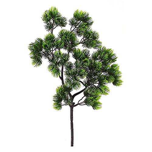 Timpfee 3 agujas de pino artificiales con ramas, arbustos falsos, pequeñas ramas de pino, tronco de pino verde falso para guirnalda y decoración de Navidad