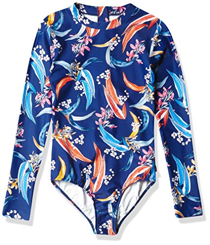 Seafolly Girls' Long Sleeve Tank One Piece Swimsuit, Salty Sunset Marine Blue, 8 #TOP6