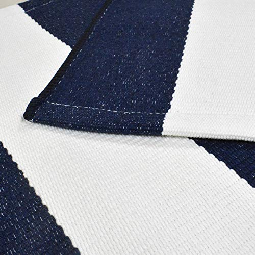 Ustide Striped Outdoor Rug 2X3 Cotton Navy Blue And White Striped Rugs Washable Hand Woven Outdoor Doormat Layered Doormats For Porch Kitchen Farmhouse #TOP2