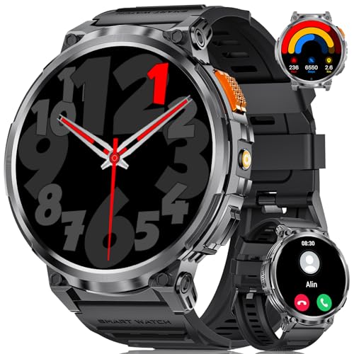 Montre Connectée Homme 1,85'' HD Grand Écran/LED Lampe/730mAh Batterie,Smartwatch avec 120+ Modes Sportifs,24/7 Moniteur de Fréquence Cardiaque et Sommeil...