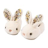 Girls Toddler Slippers Boys House Shoes for Little Kids Cute with Bunny Design Plush ndoor Slippers Non-Slip White 11-12 Little Kid