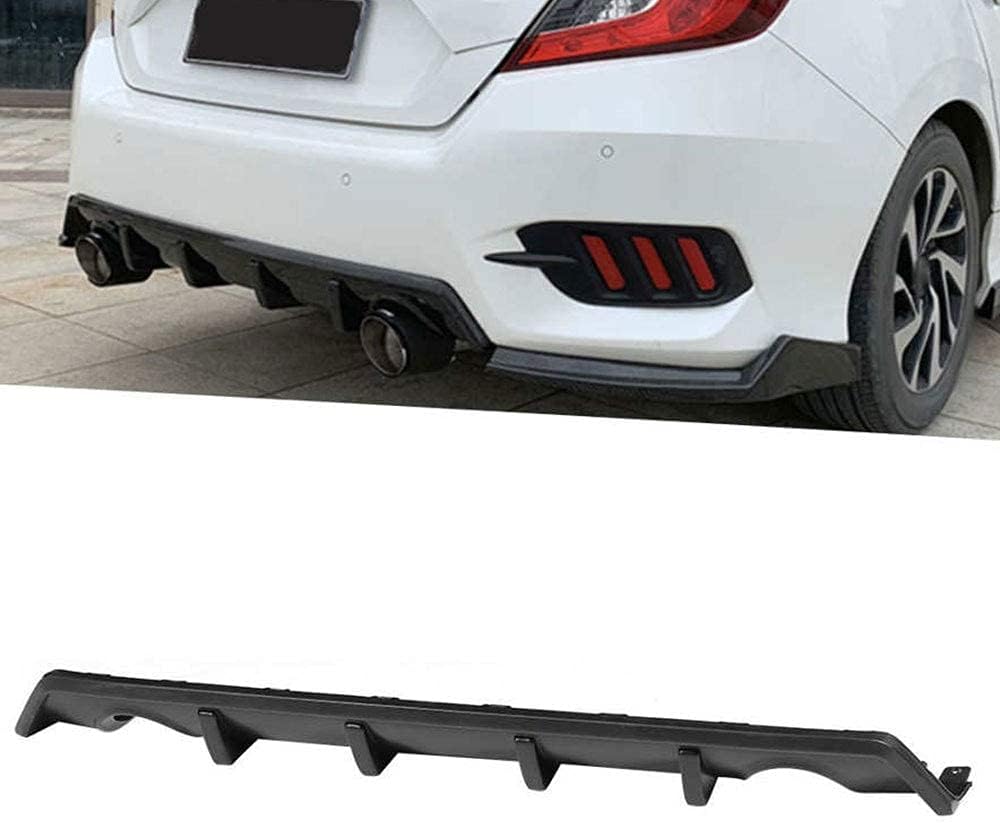Diffuser Spoiler Mat Black Rear Bumper Diffuser Lip for Honda Civic 4 Door Sedan 2016-2018